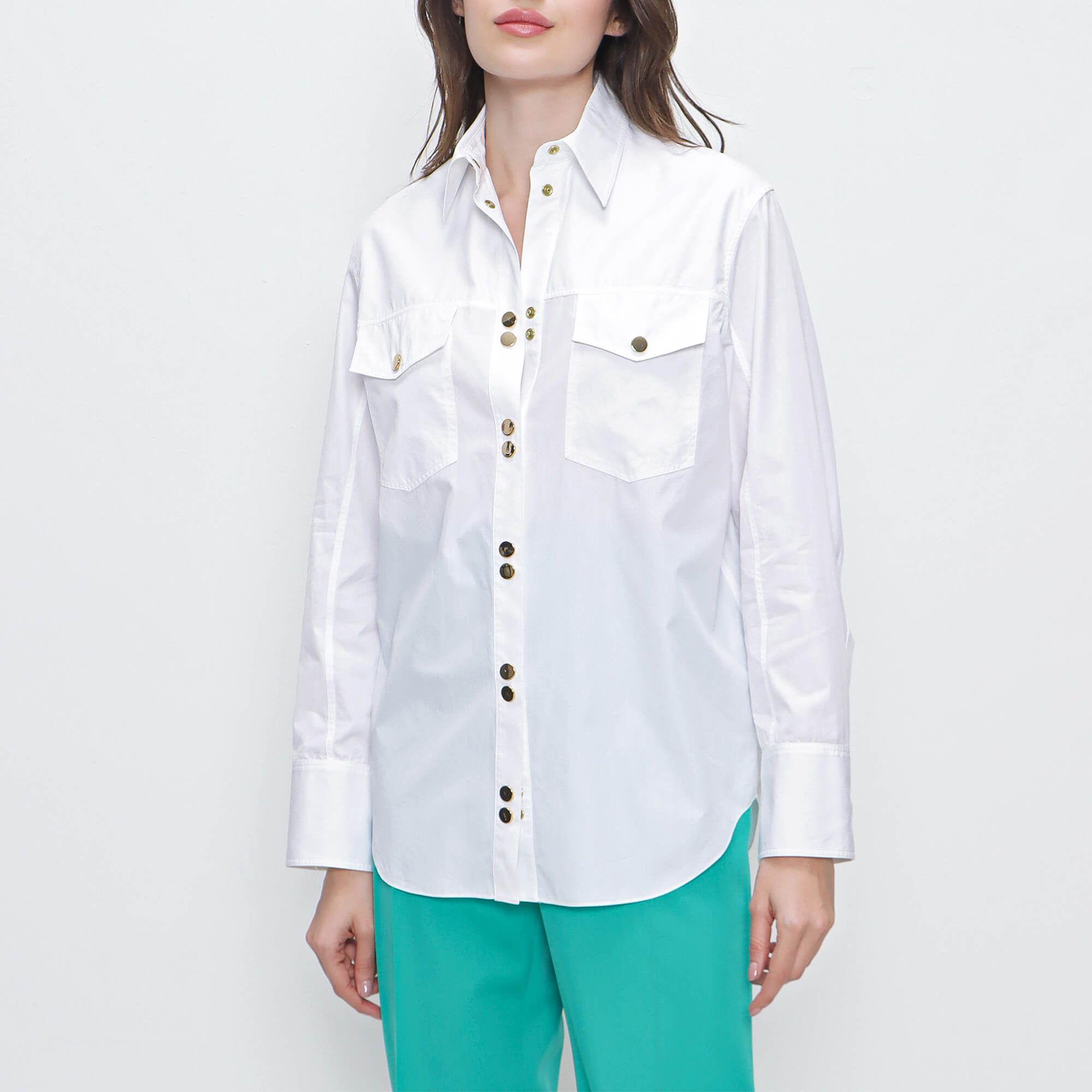 Balmain - White Cotton Gold Button Shirt 